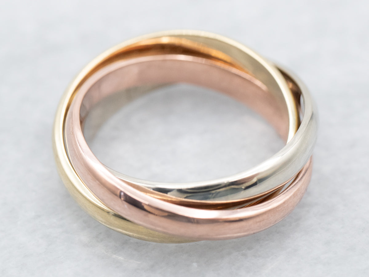 Tri Color Gold Rolling Band