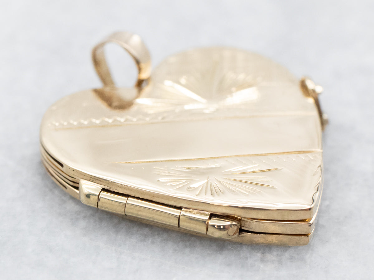 Vintage Engraved Gold Heart Locket