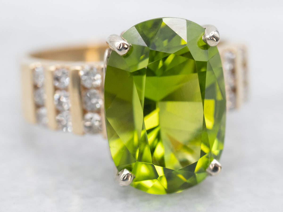 Bold Peridot and Diamond Cocktail Ring