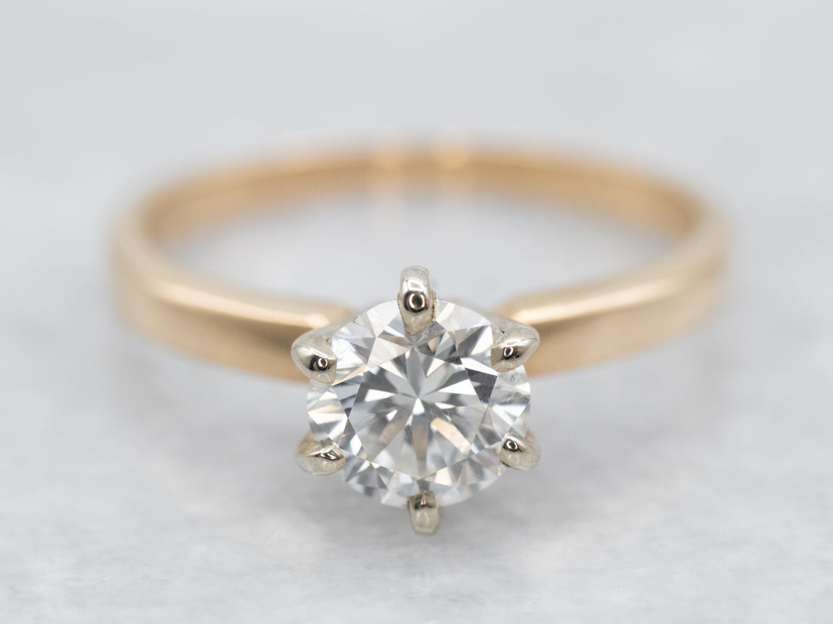 Two Tone Gold Diamond Solitaire Engagement Ring