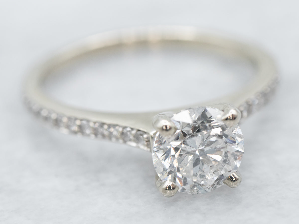 Large Diamond White Gold Engagement Ring