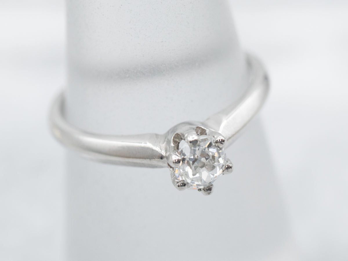 Platinum Old Mine Cut Diamond Solitaire Engagement Ring