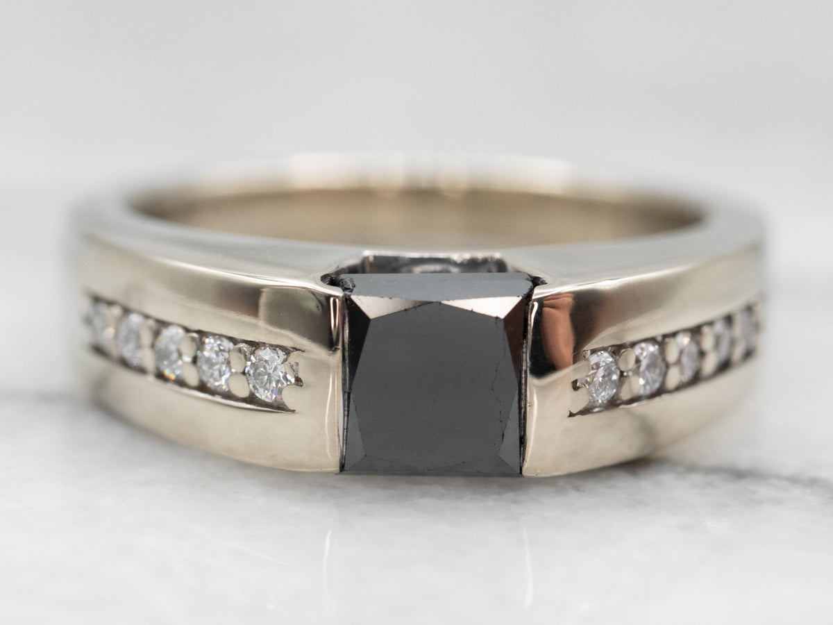 Modern Black Diamond Engagement Ring