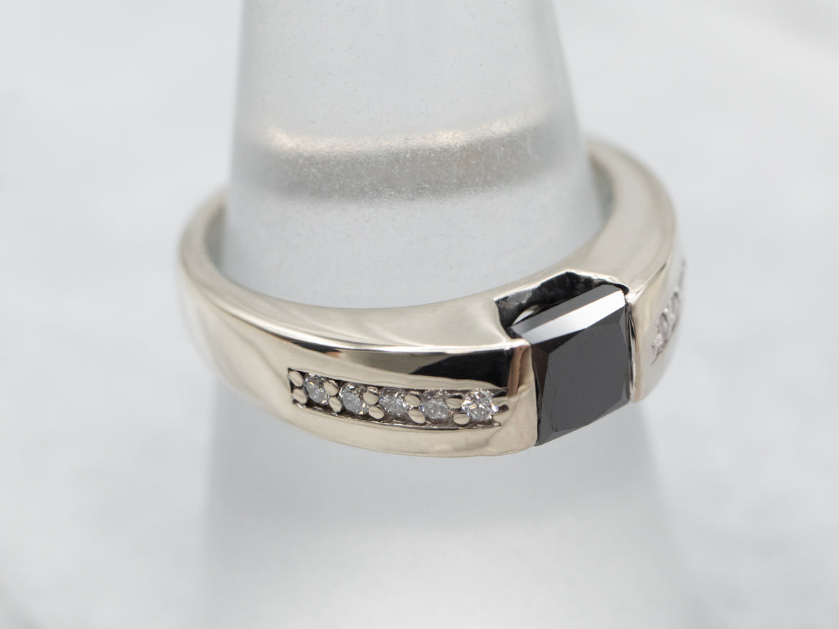 Modern Black Diamond Engagement Ring