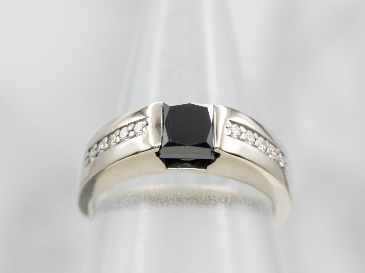 Modern Black Diamond Engagement Ring