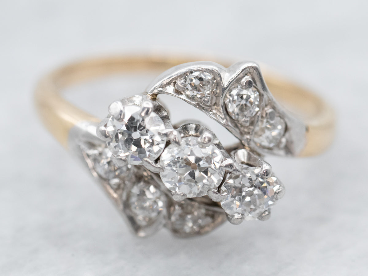 Retro Era Old Mine Cut Diamond Cocktail Ring