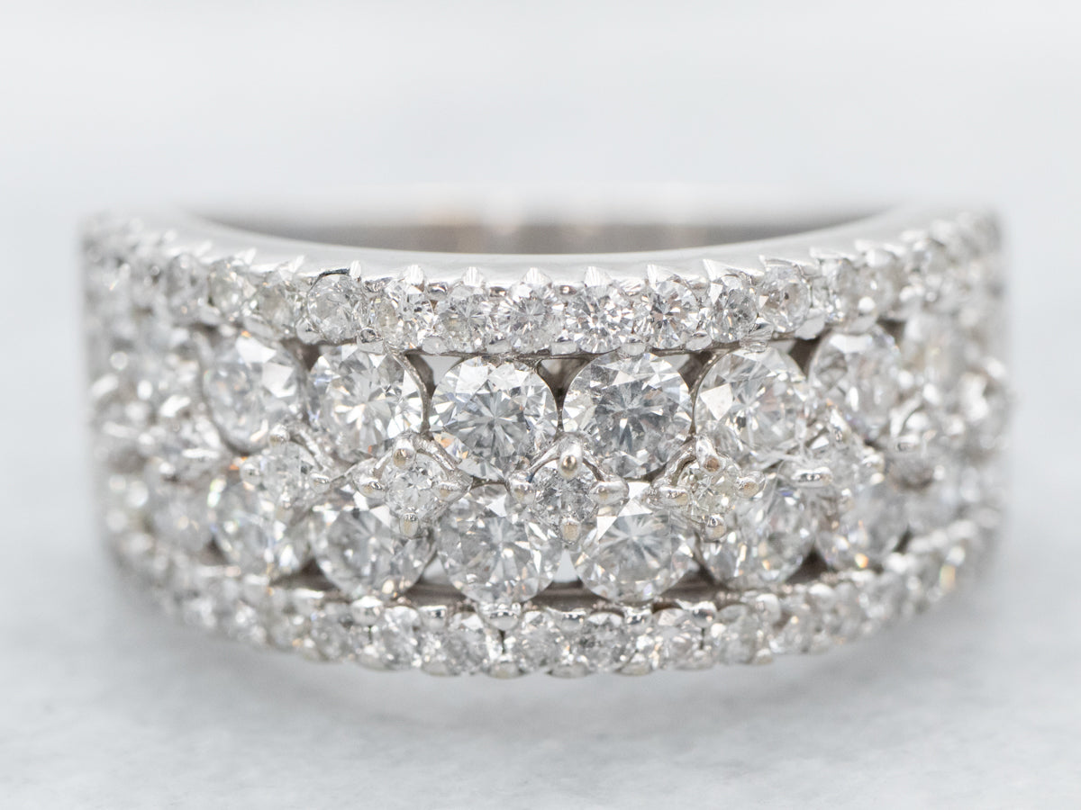 Sparkling Stacked Row Diamond Band