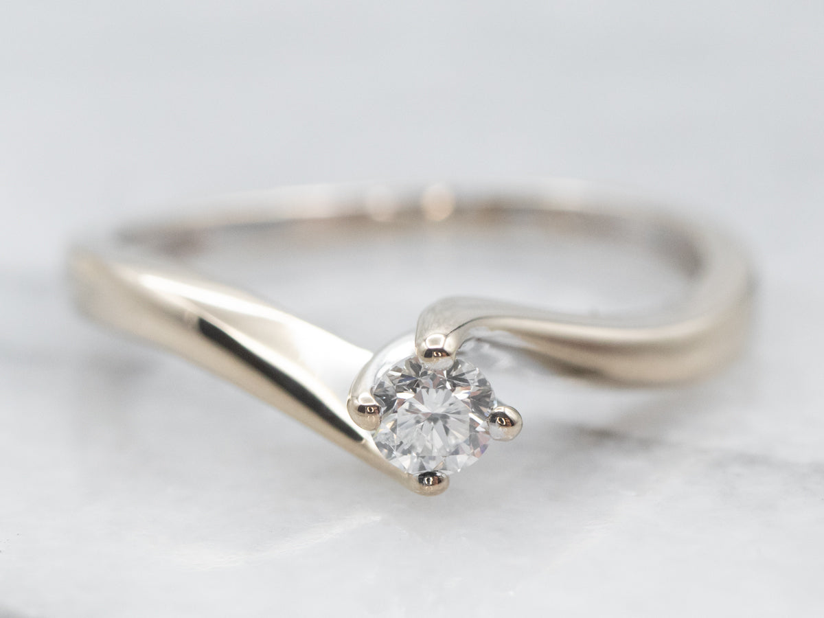 Diamond Solitaire Bypass Engagement Ring