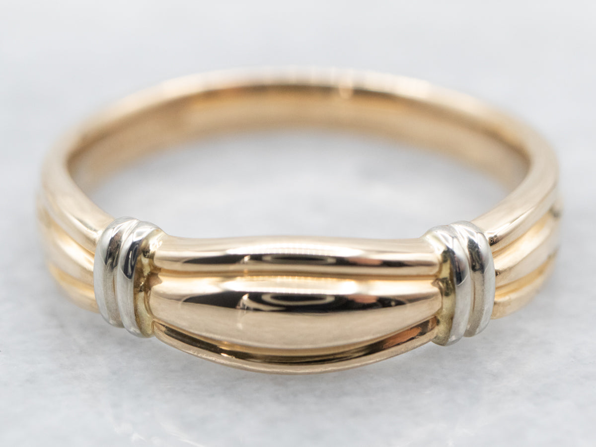 Cinched Vintage Two Tone Gold Band