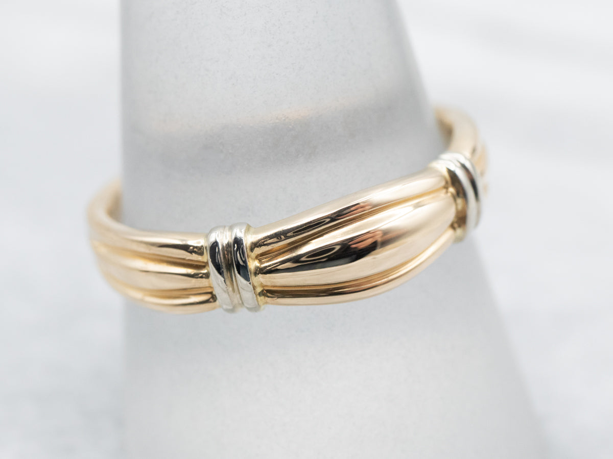 Cinched Vintage Two Tone Gold Band