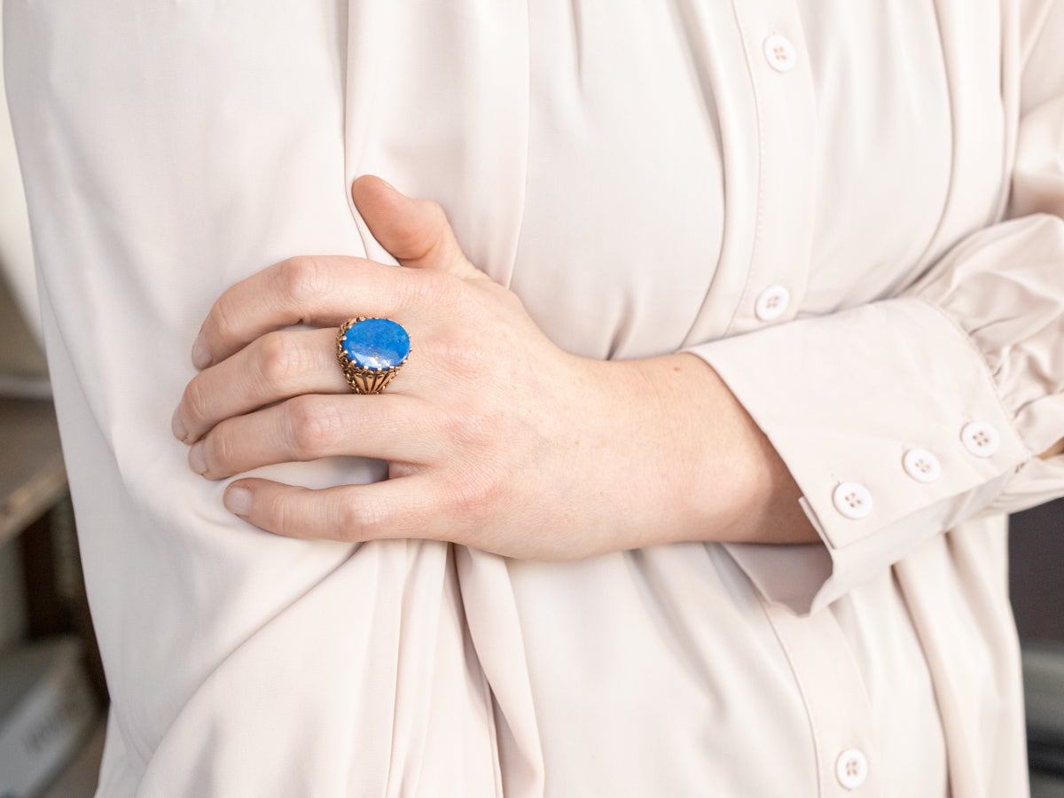 Chainlink Lapis Statement Ring