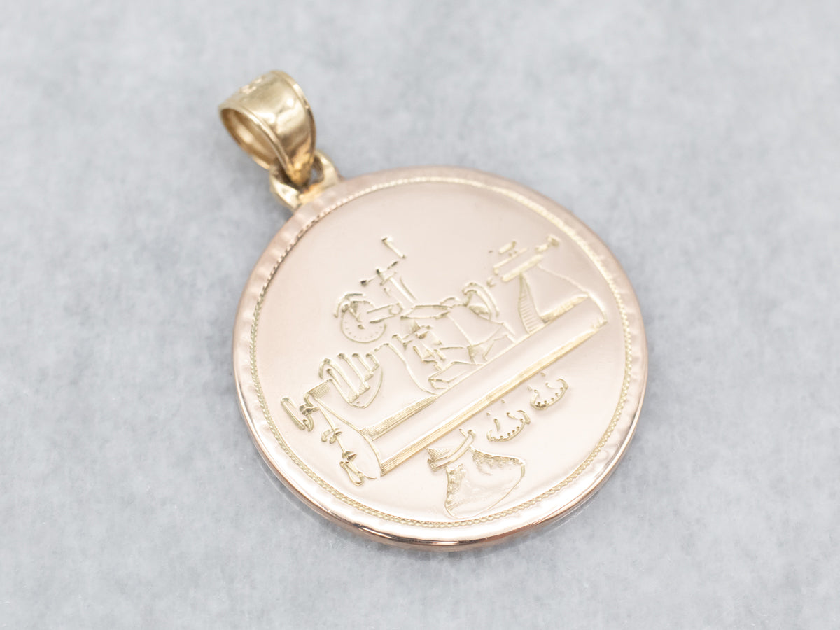 Gold &quot;EFH&quot; Telegram Machine Charm