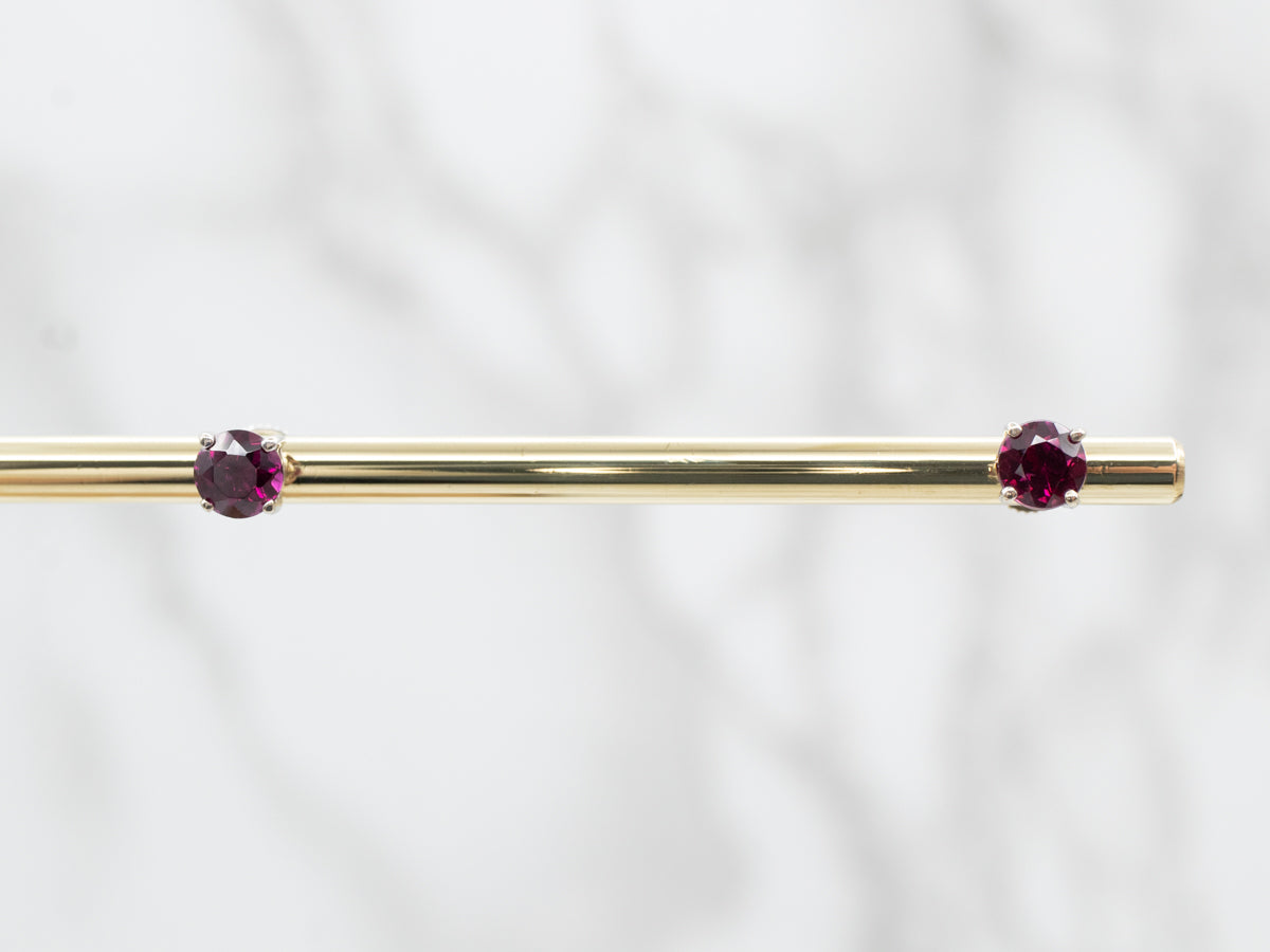 White Gold Garnet Stud Earrings