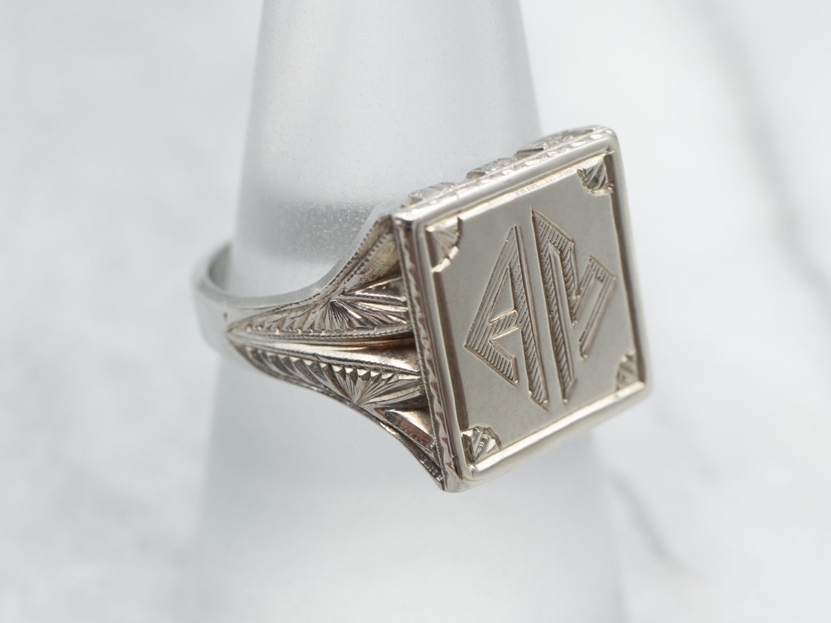 Art deco VW&R sterling silver & good gold emblem class s7 ring 100522@