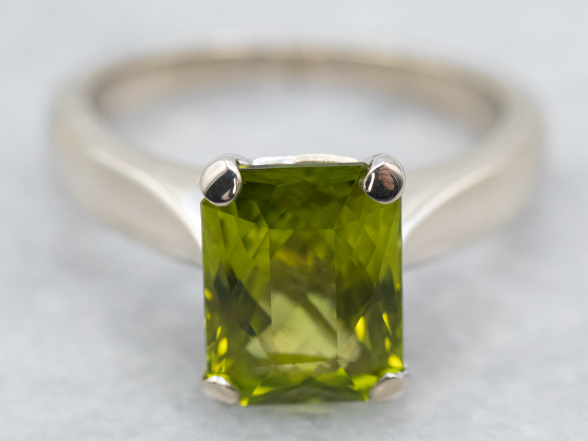 Sleek White Gold Peridot Ring