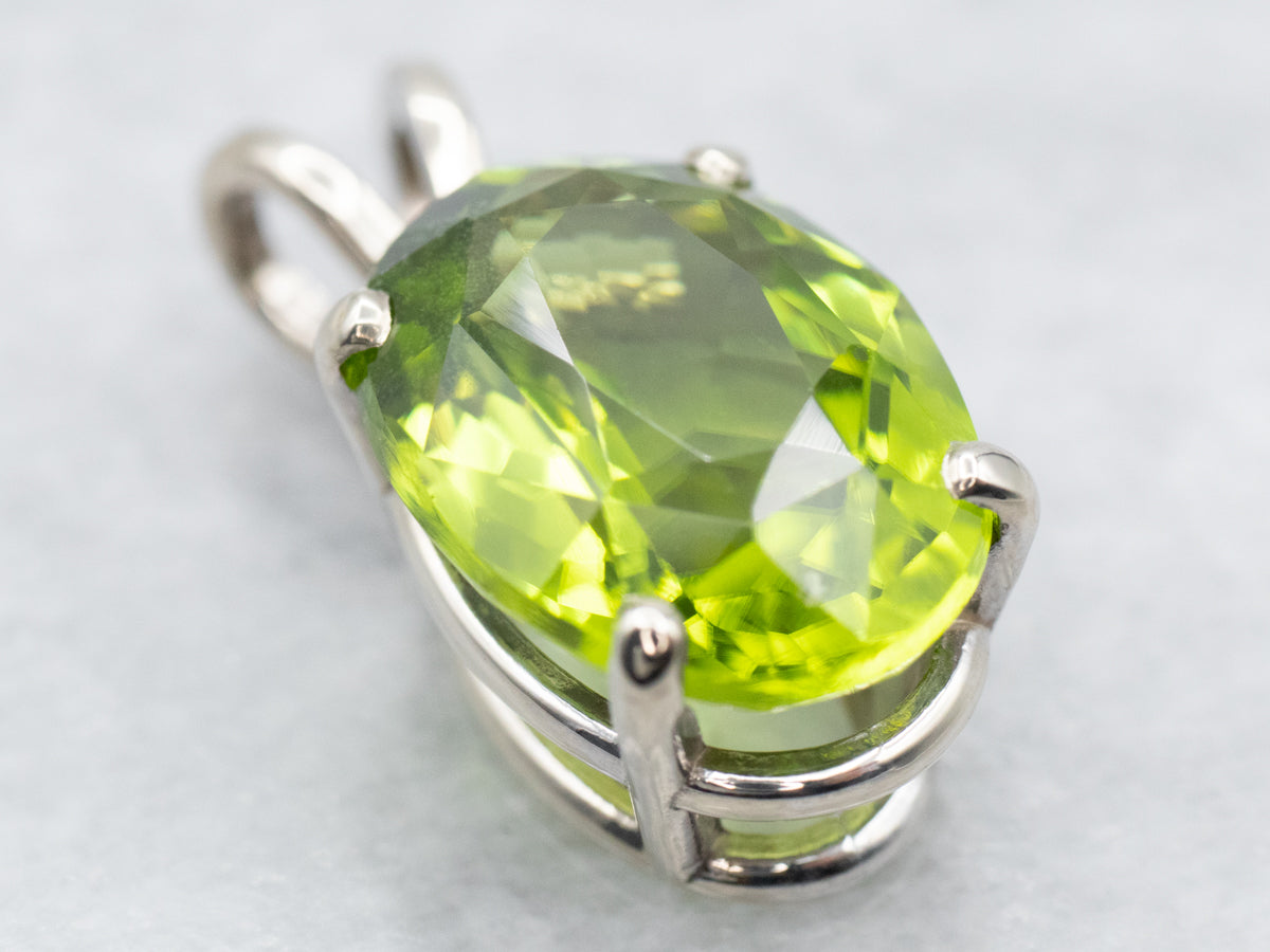 Simple Gold Peridot Solitaire Pendant