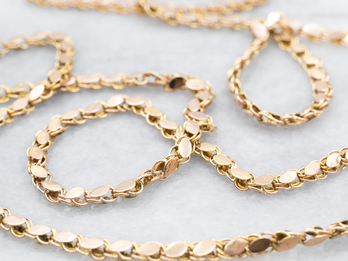 Long Yellow Gold Flat Curb Chain