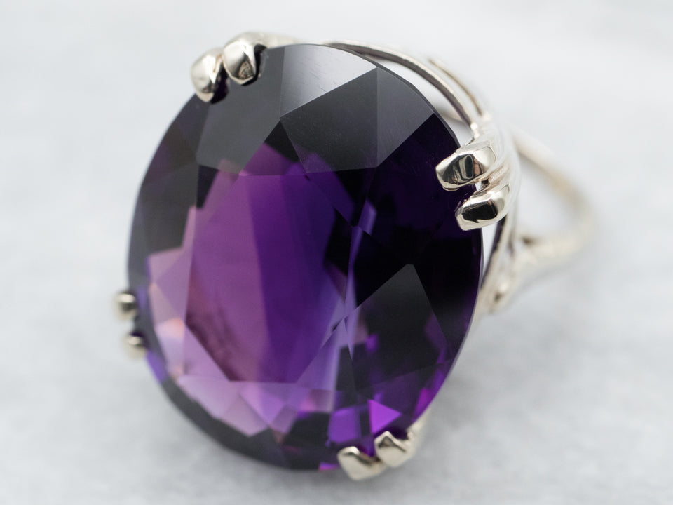 White Gold Amethyst Cocktail Ring