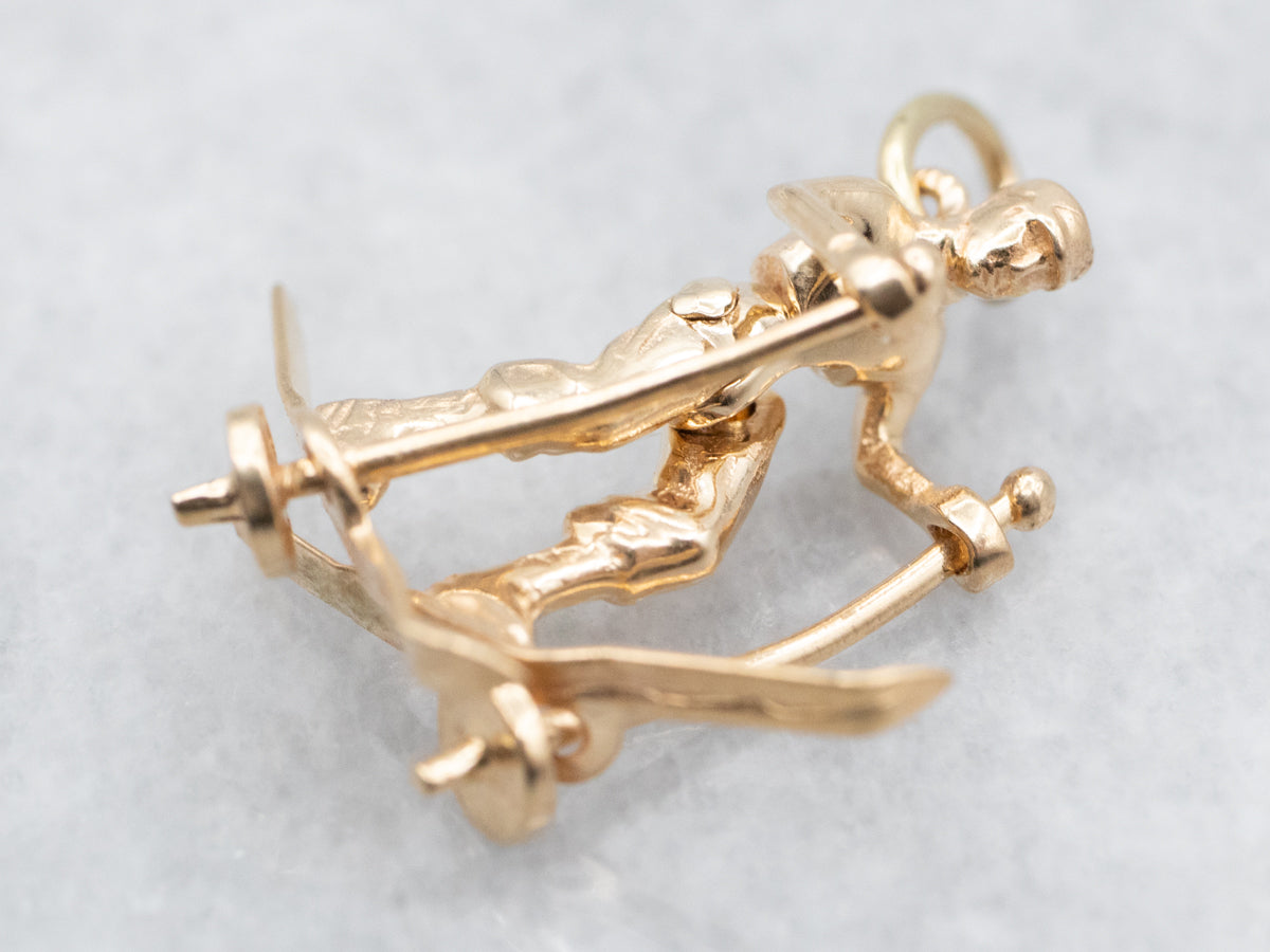 Vintage Cross Country Skier Charm