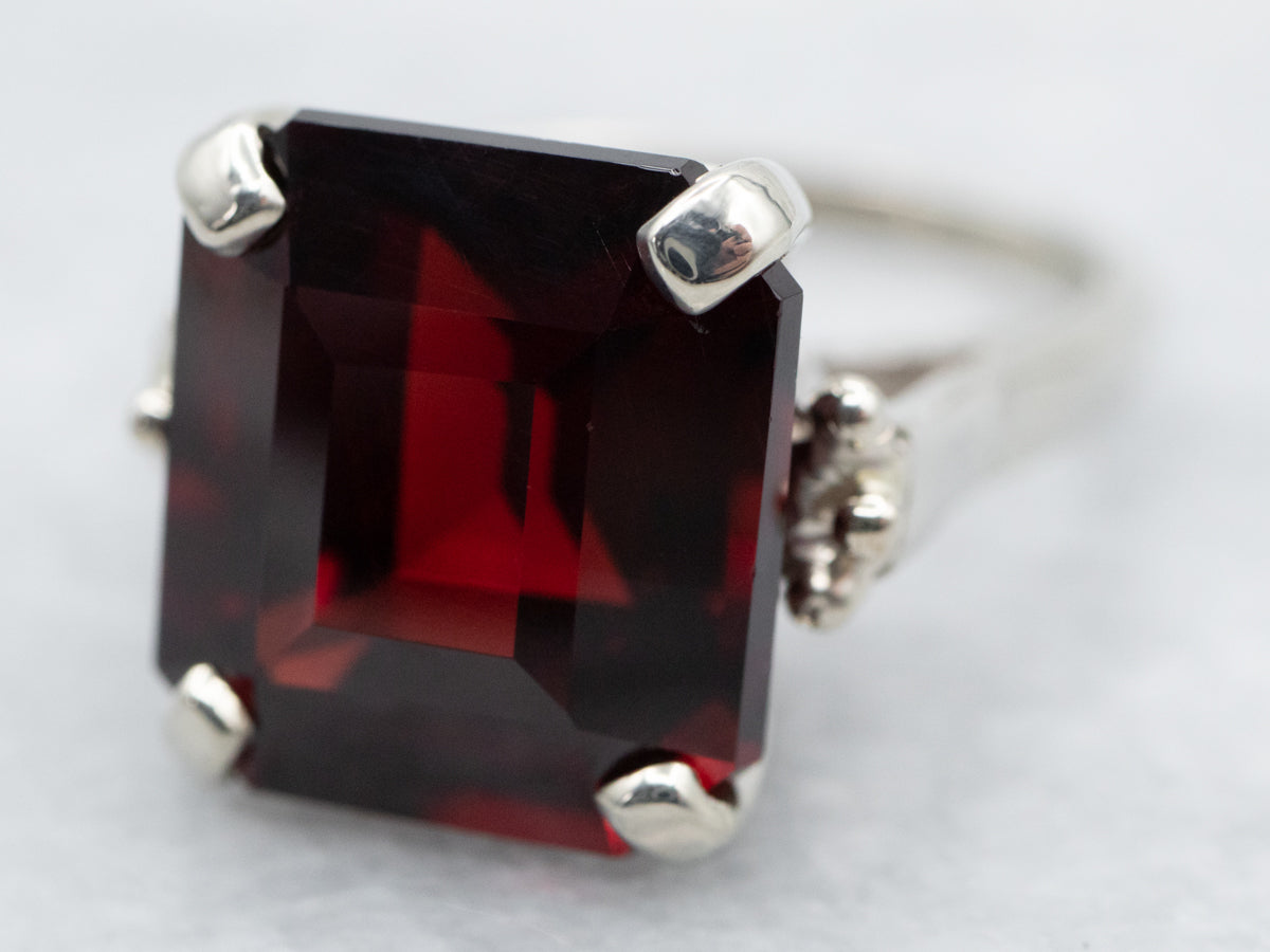 White Gold Garnet Statement Ring