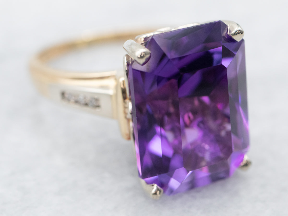 Retro Amethyst and Diamond Ring