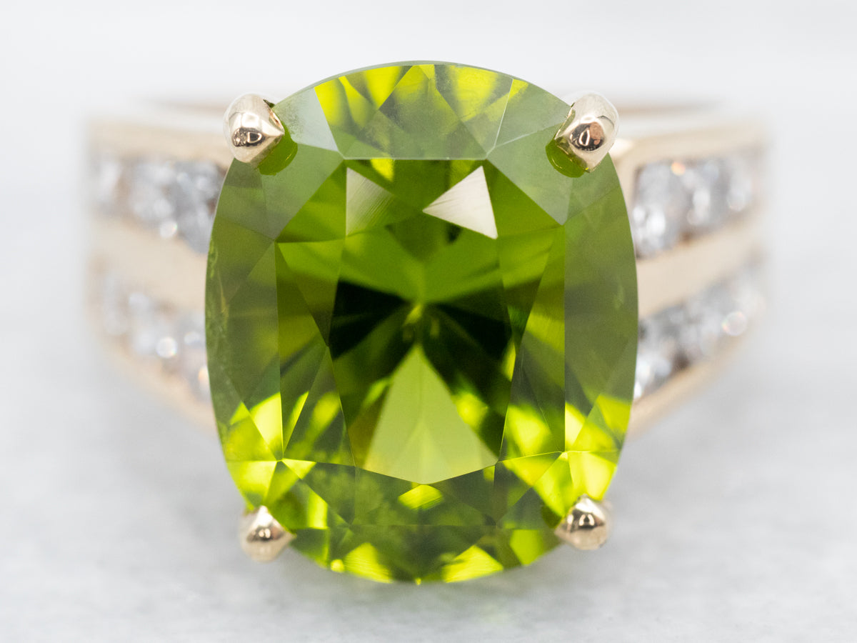 Bold Peridot and Diamond Cocktail Ring