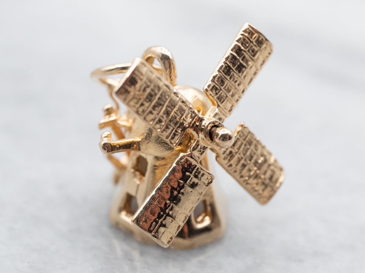 Vintage Gold Moving Windmill Charm