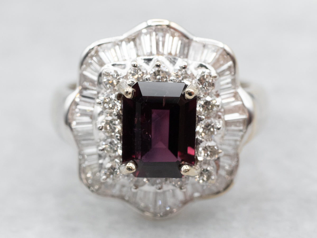 Stunning Pyrope Garnet and Diamond Halo Ring