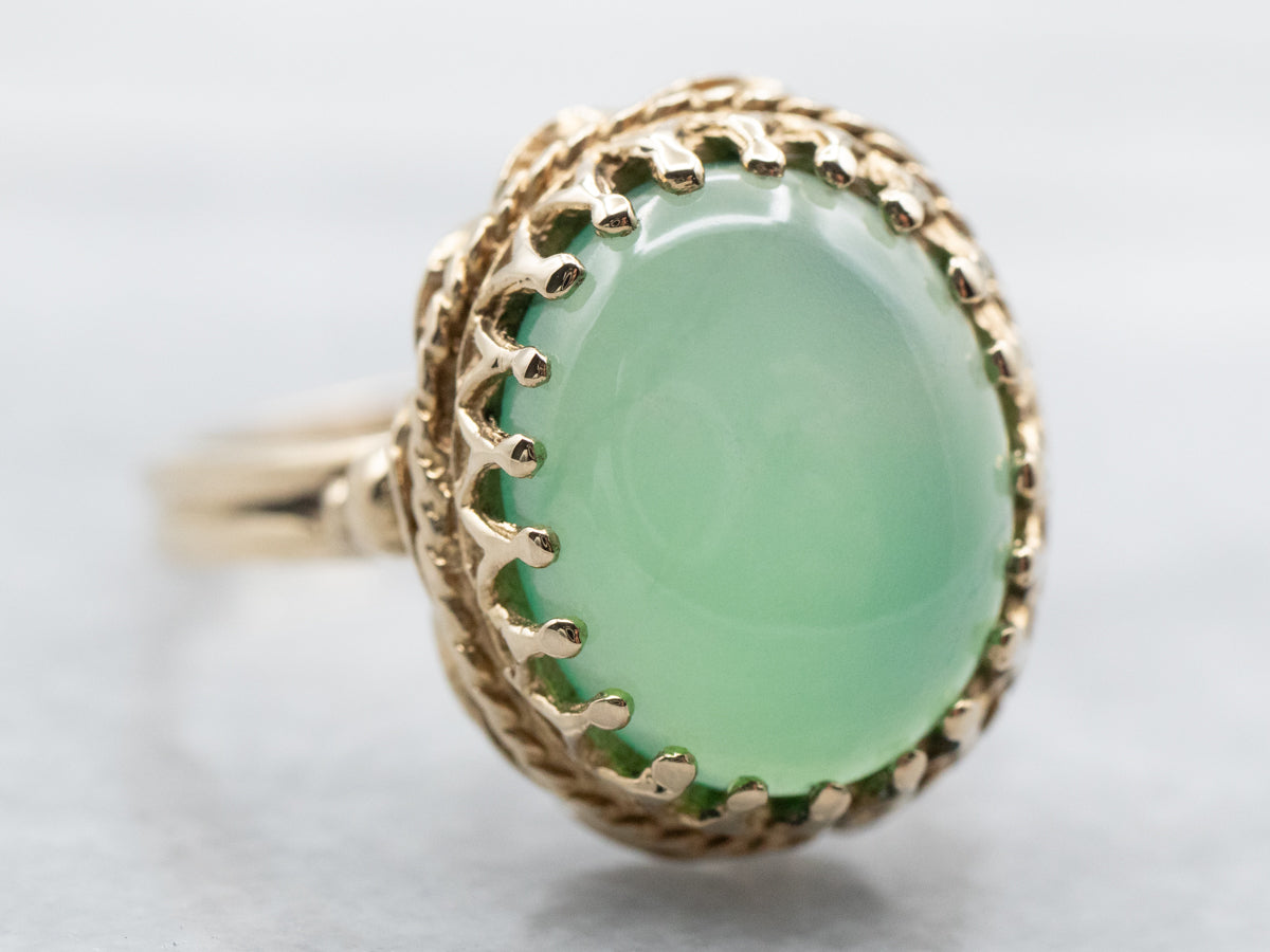 Vintage Green Chalcedony Ring