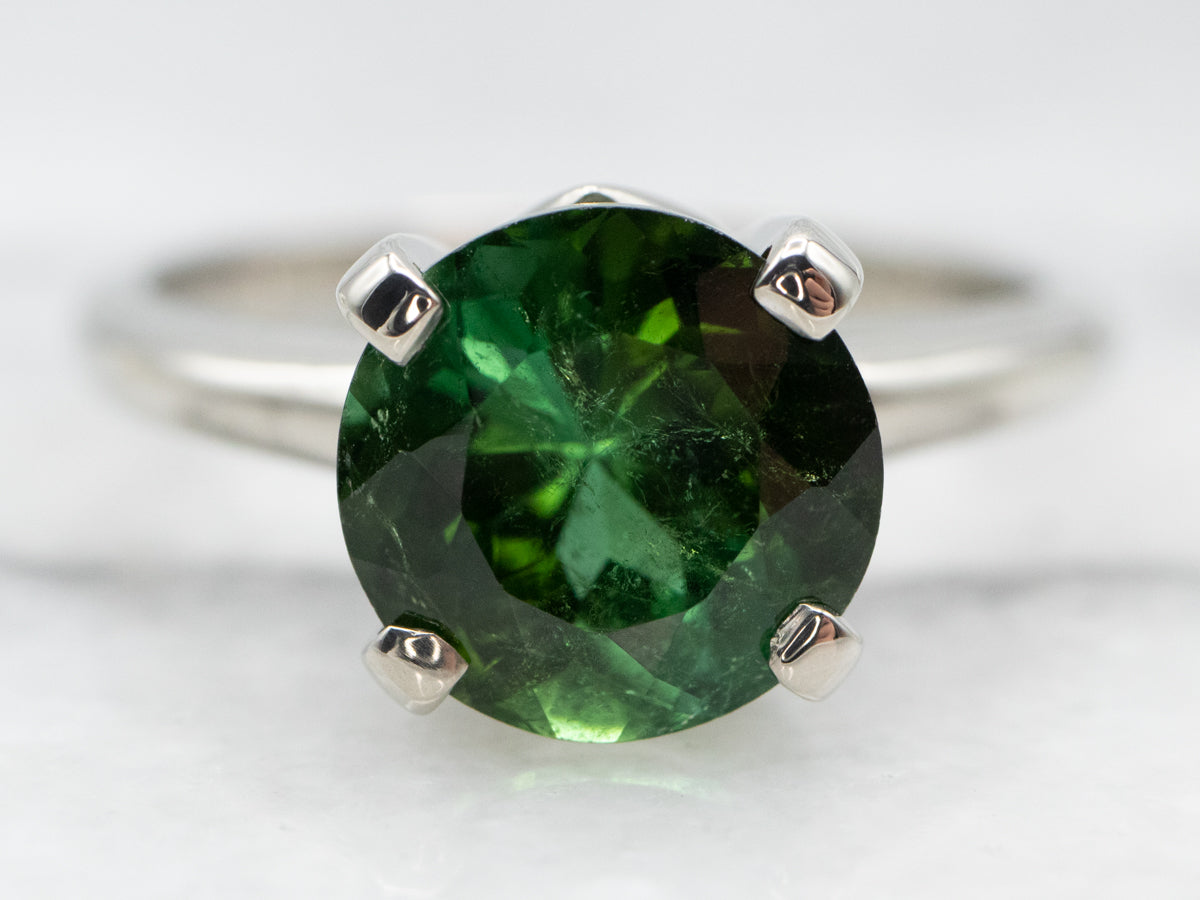 Anillo Solitario Turmalina Verde