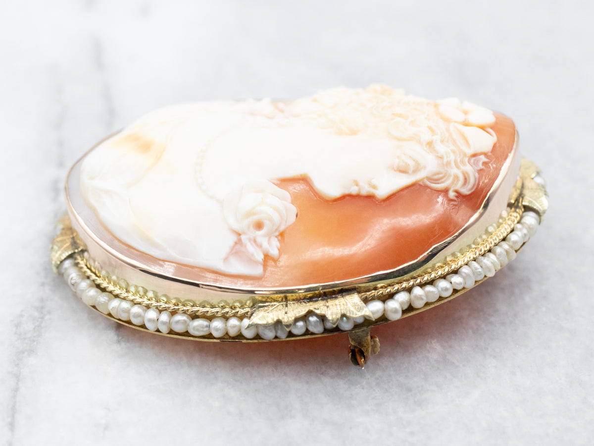 Beautiful Conch Shell Cameo Pin or Pendant