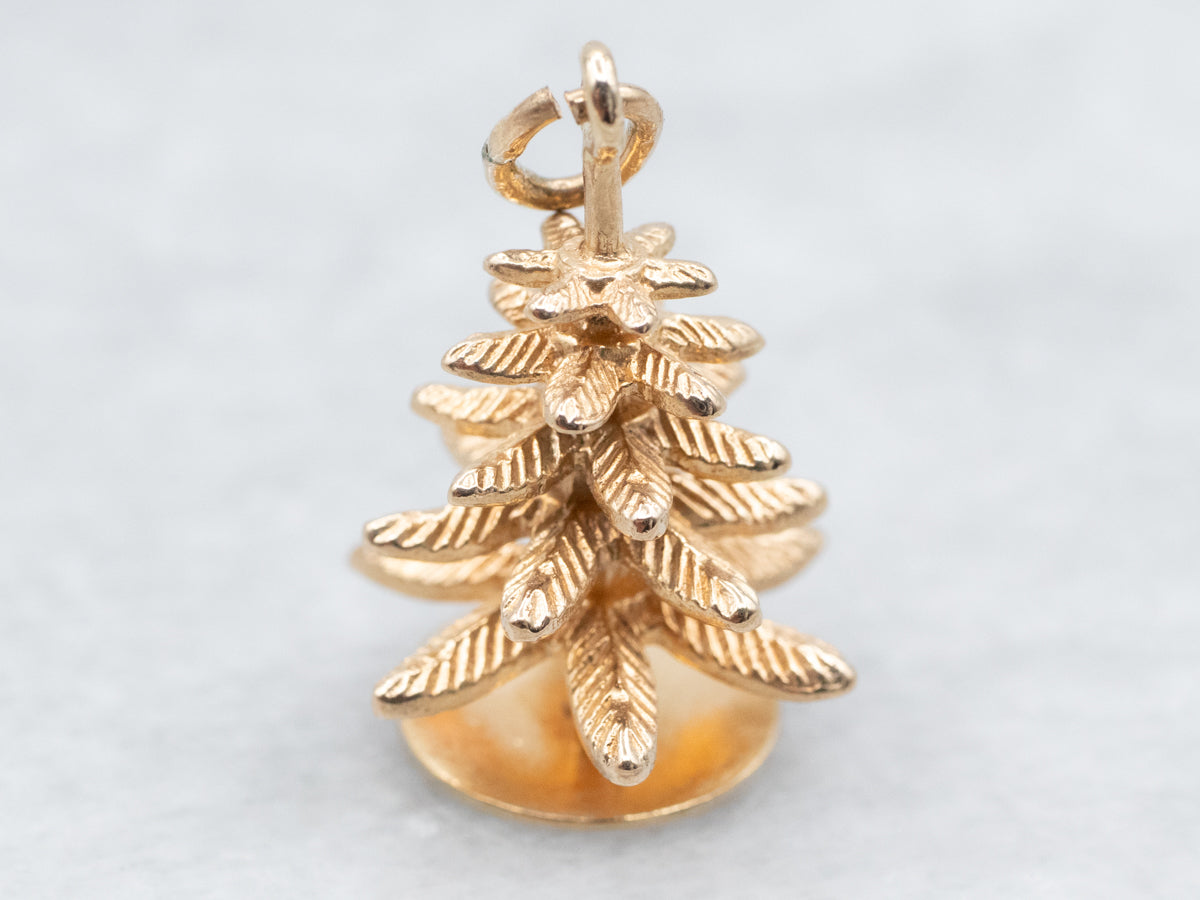 Vintage Gold Evergreen Charm