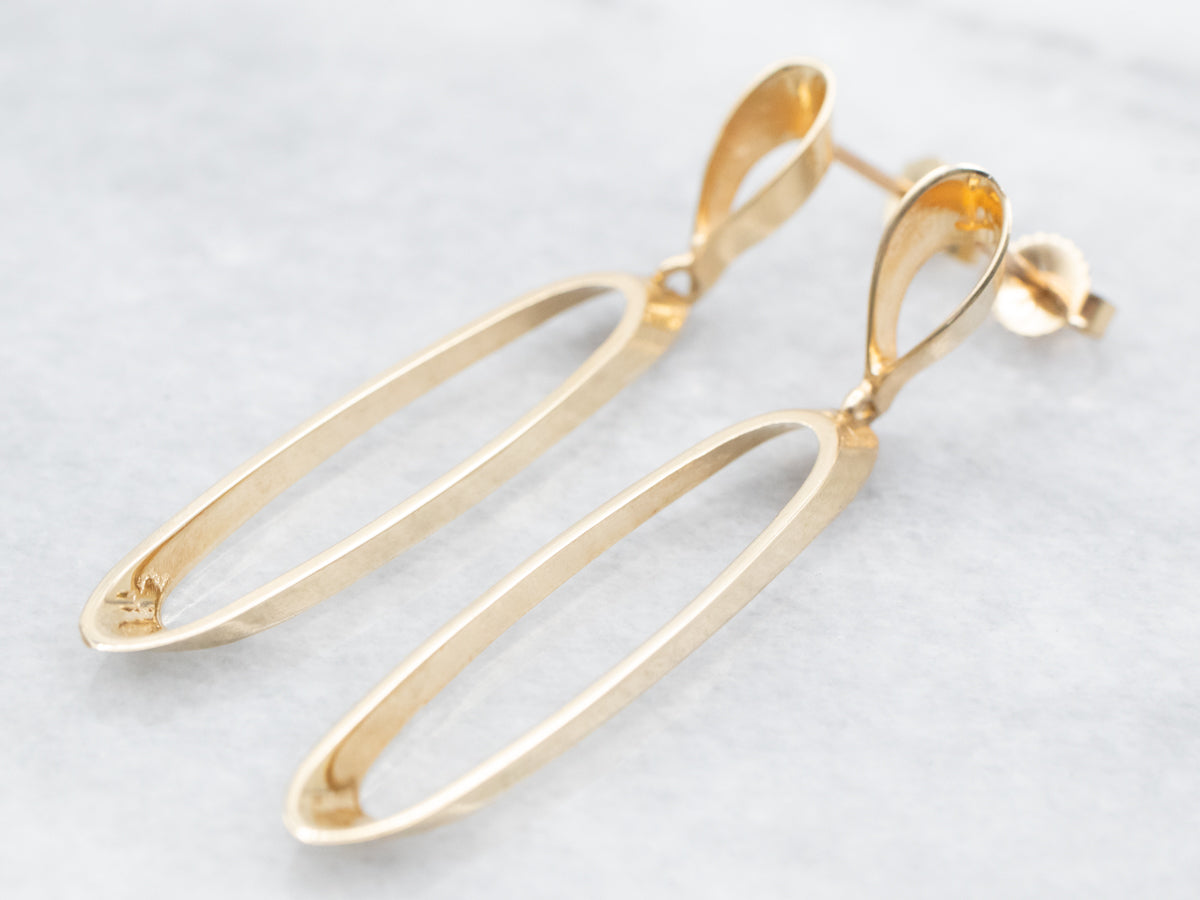 Elongated Oval Drop Earrings