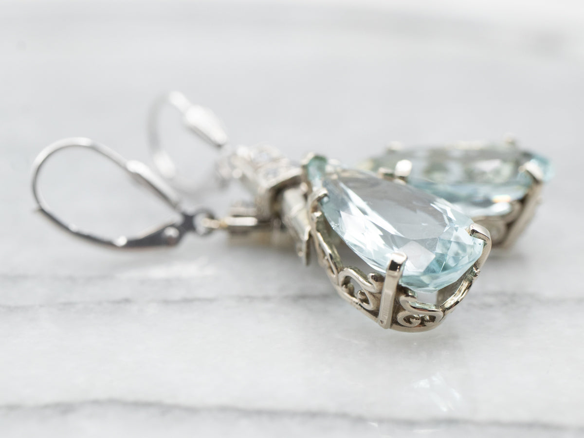 Teardrop Aquamarine Drop Earrings