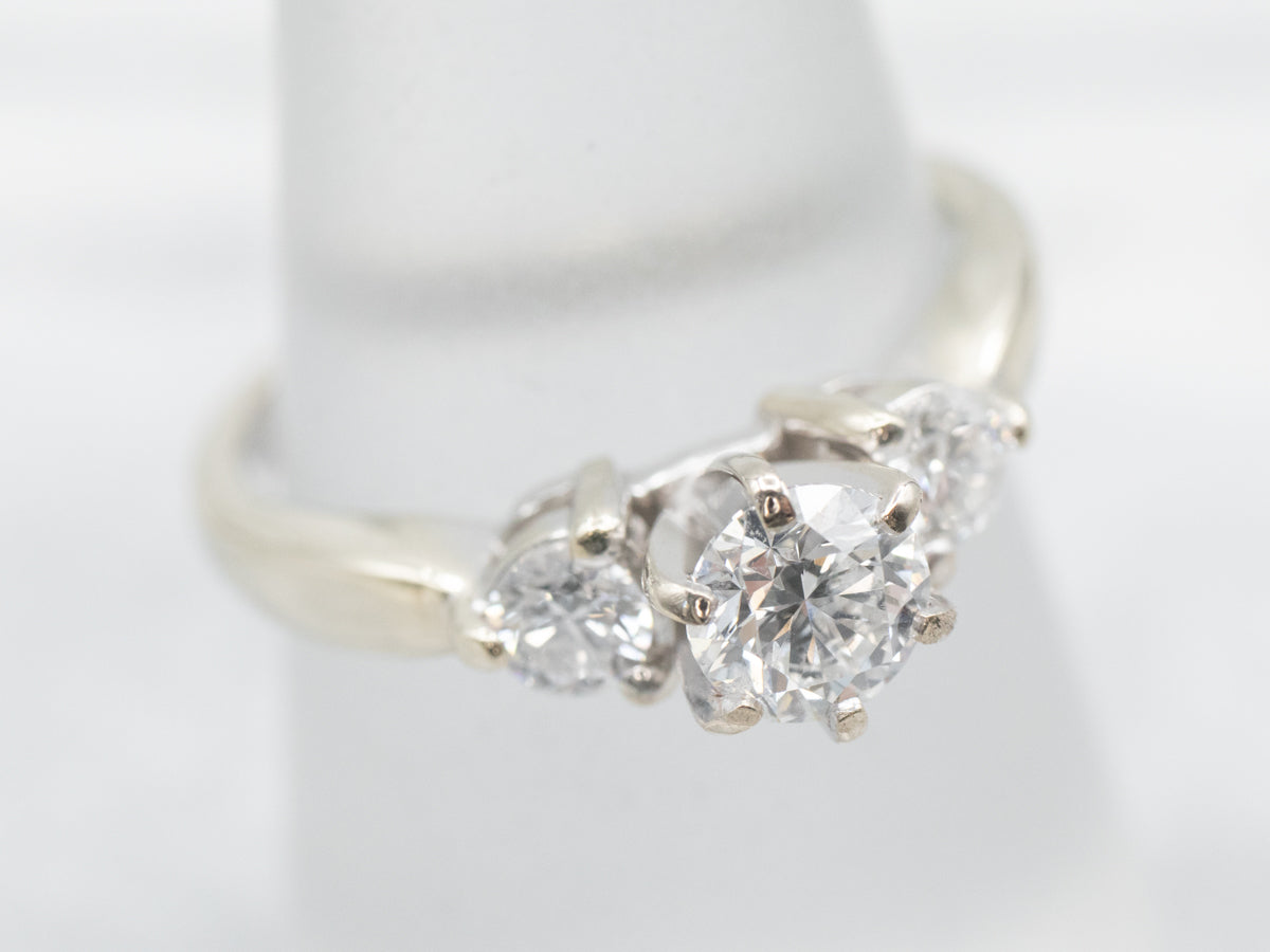 Three Stone Modern Diamond Engagement Ring