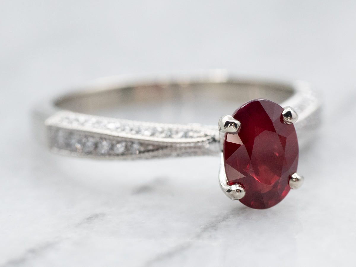 GIA Certified Ruby and Diamond Ring stone only