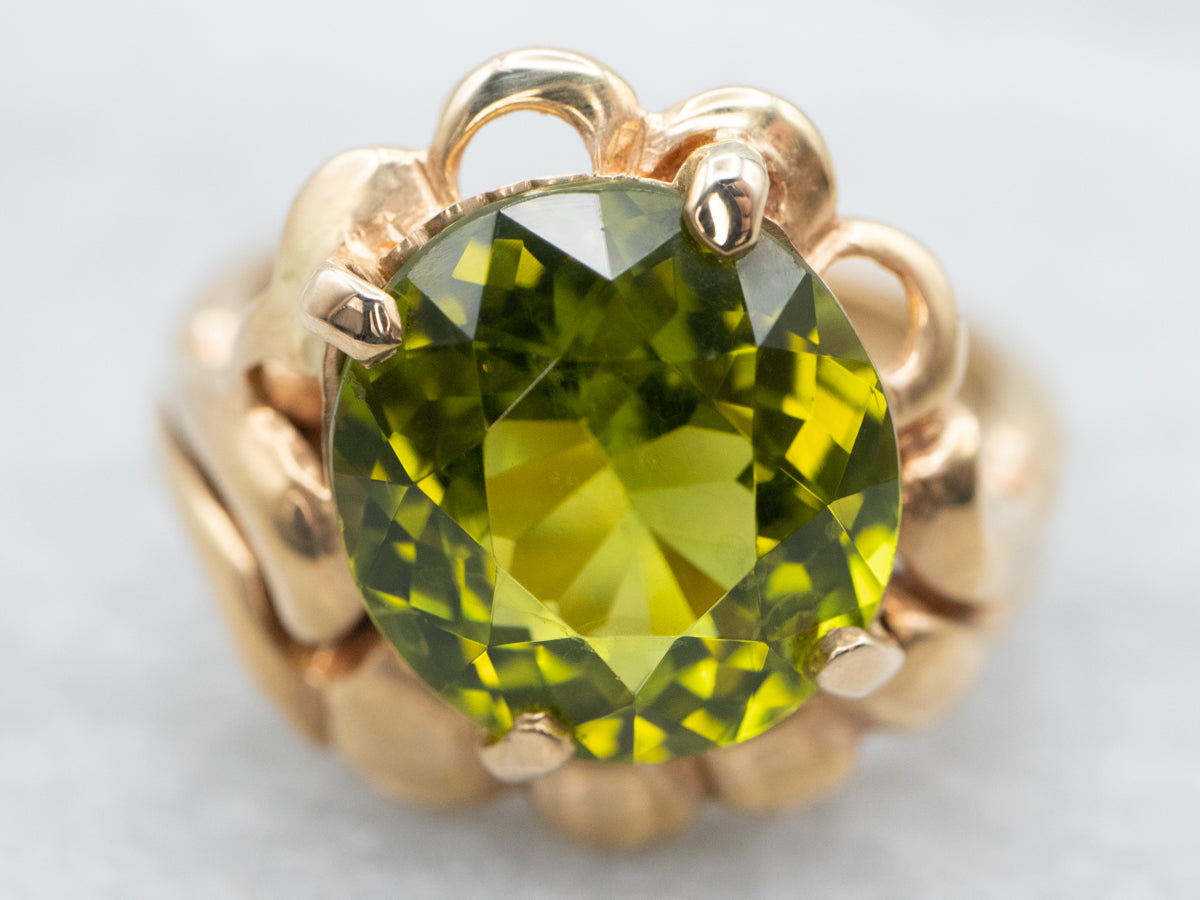 Rare Retro Era Two Piece Peridot Ring for Cocktail or as Wedding Set