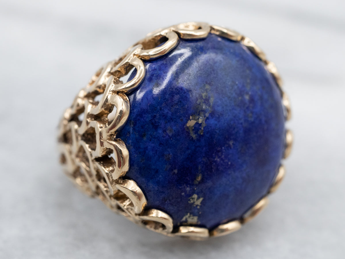 Gorgeous Yellow Gold Lapis Cocktail Ring