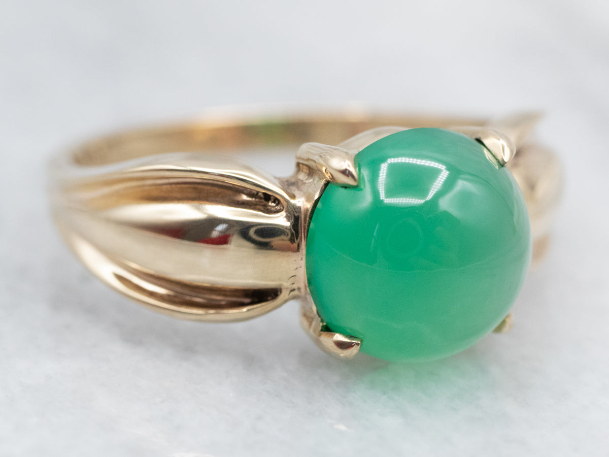 Yellow Gold Green Onyx Ring