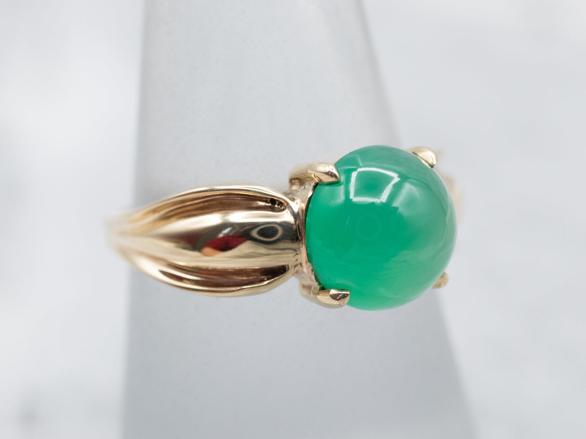 Yellow Gold Green Onyx Ring