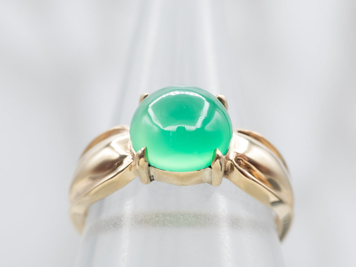 Yellow Gold Green Onyx Ring