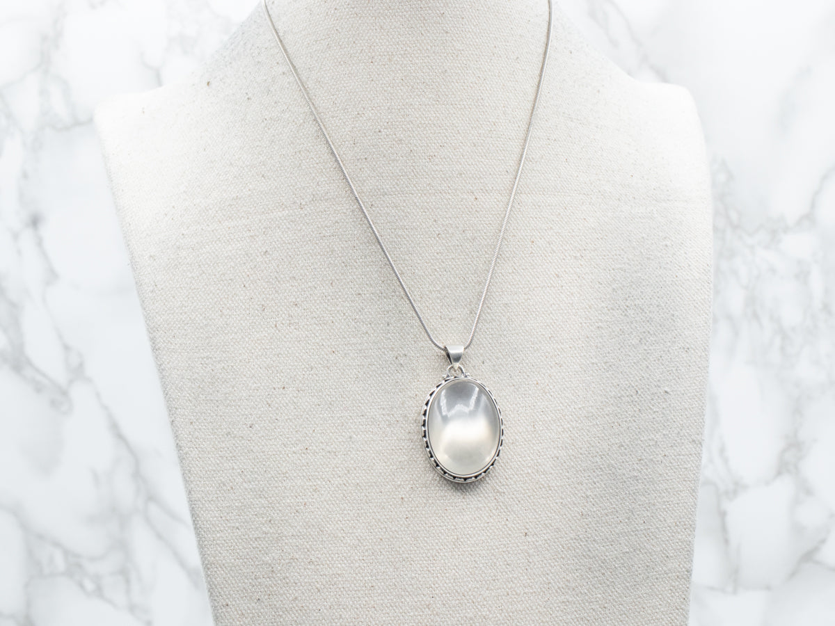 Sterling Silver Large Moonstone Pendant