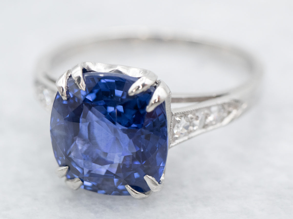 Gorgeous Retro Era Sapphire and Diamond Engagement Ring