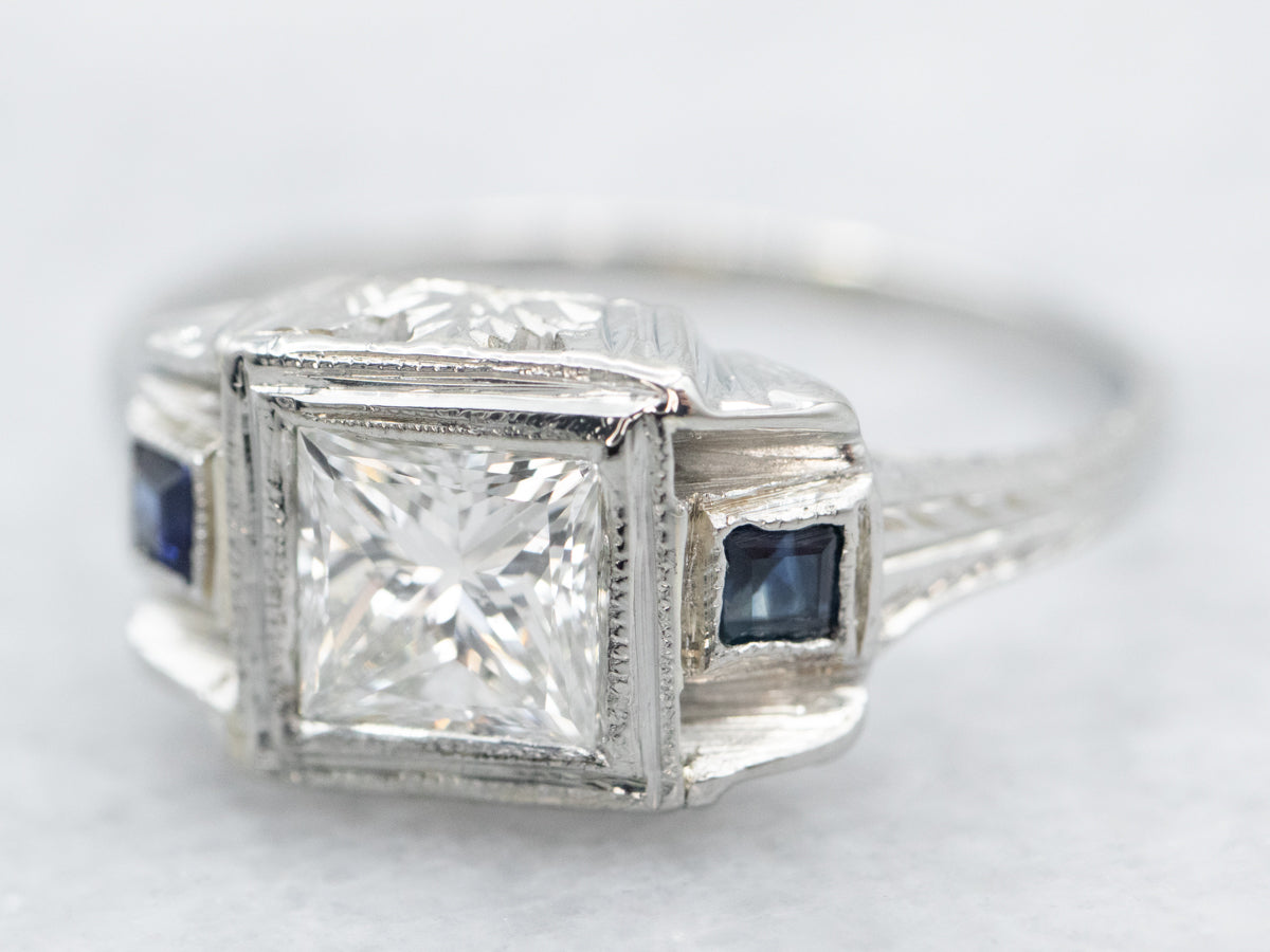 Art Deco Princess Cut Diamond Engagement Ring