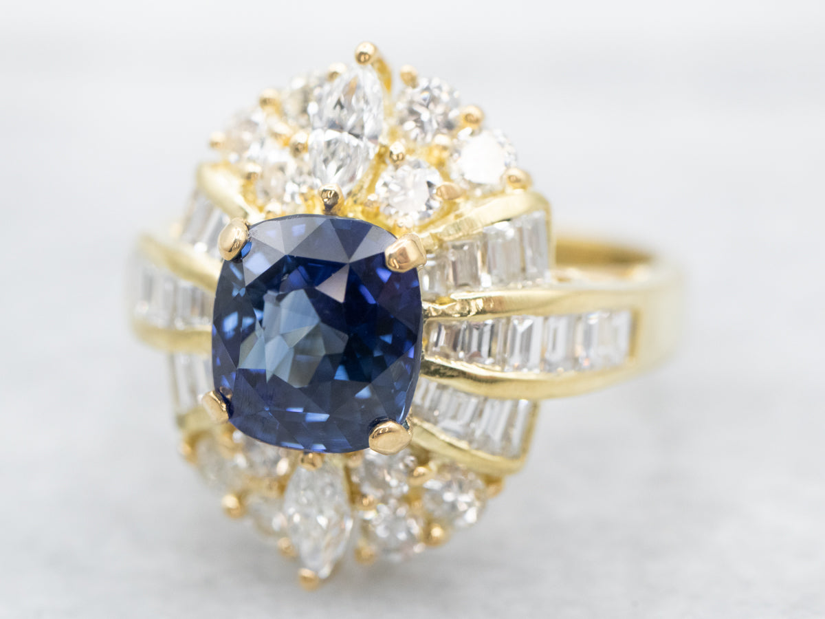 18K Gold Sapphire and Diamond Cocktail Ring