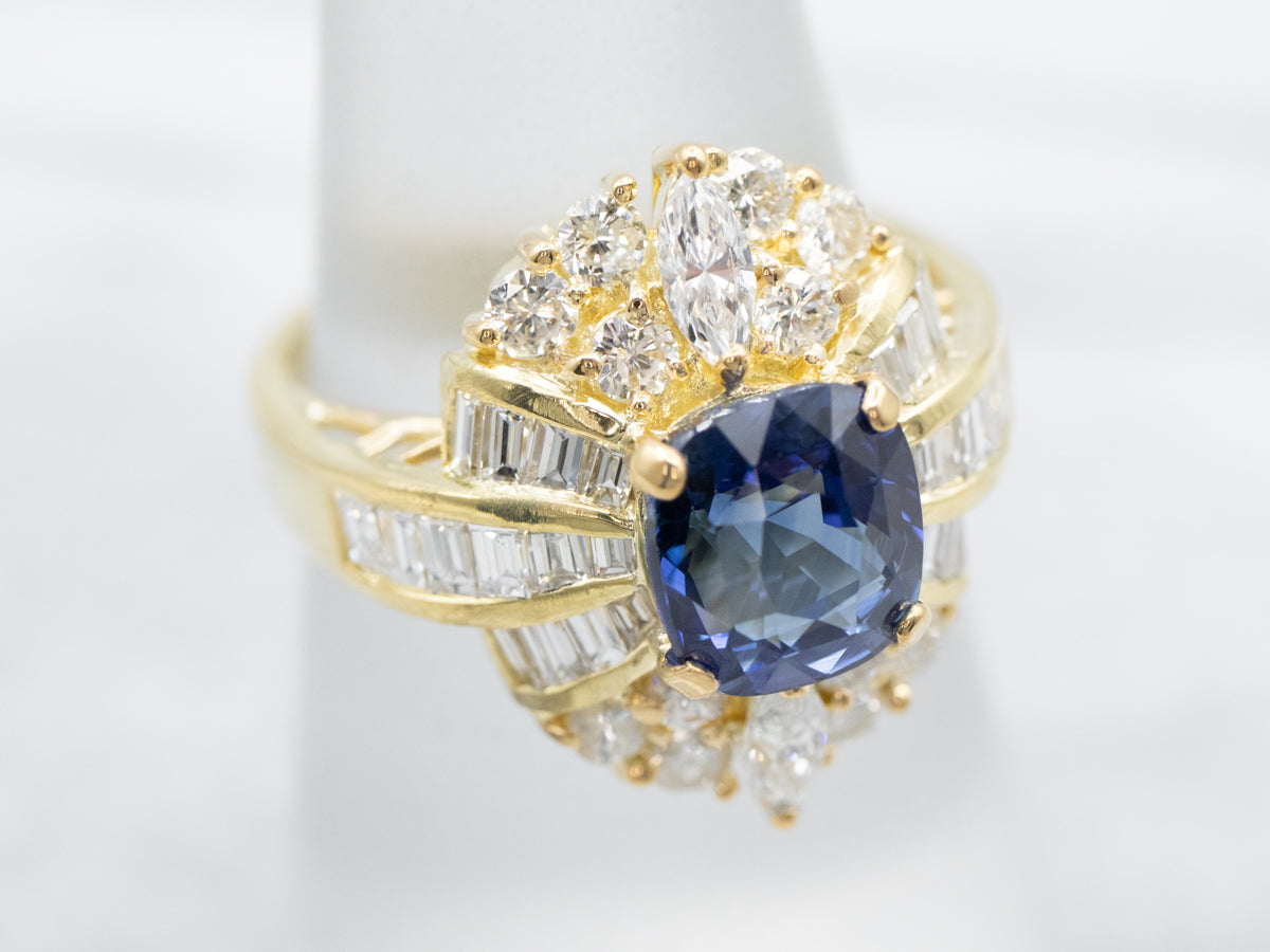 18K Gold Sapphire and Diamond Cocktail Ring