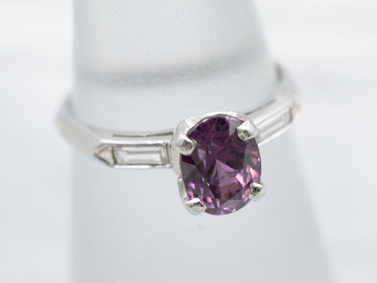 Retro Era Pink Sapphire and Diamond Ring