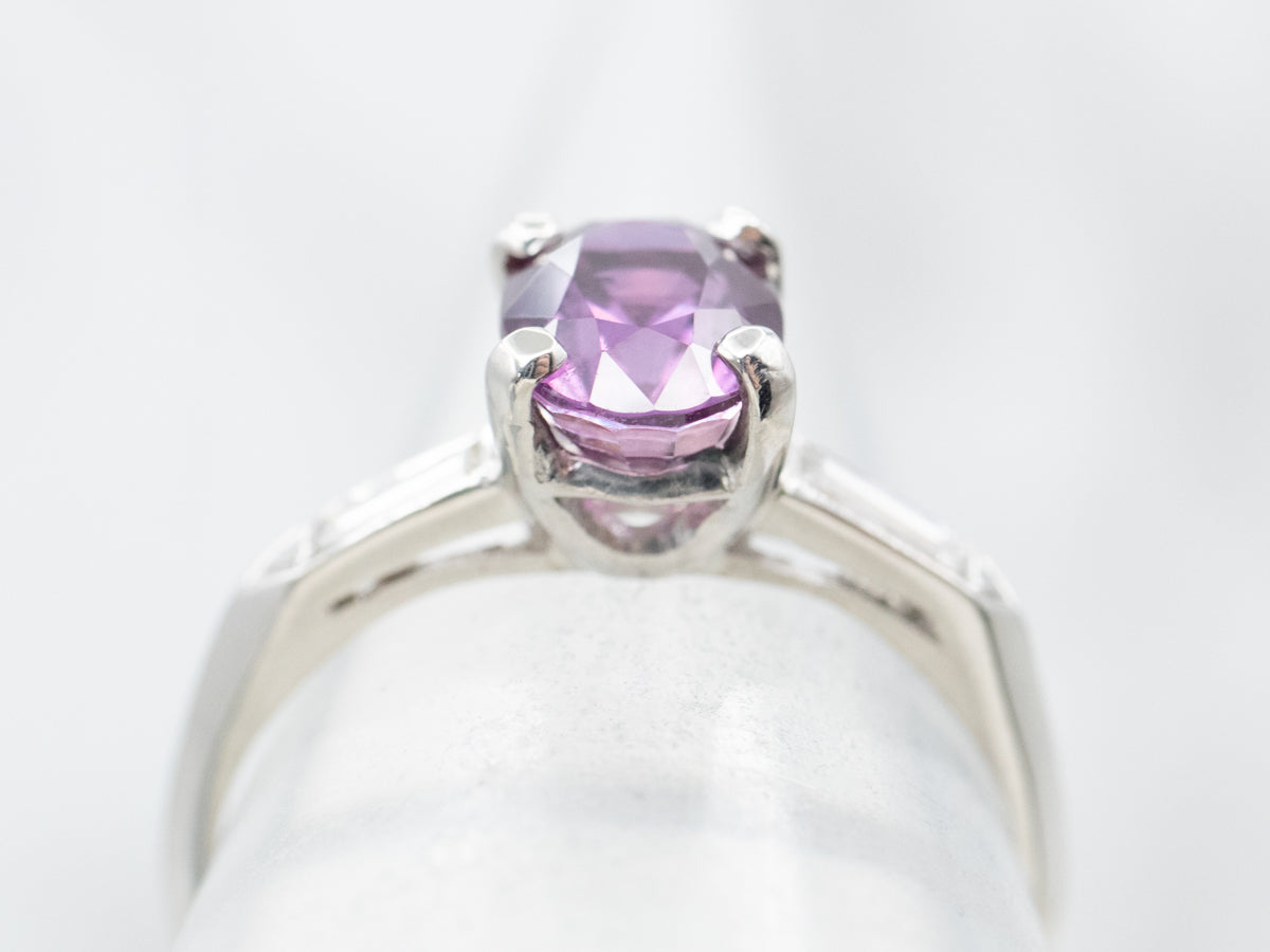 Retro Era Pink Sapphire and Diamond Ring