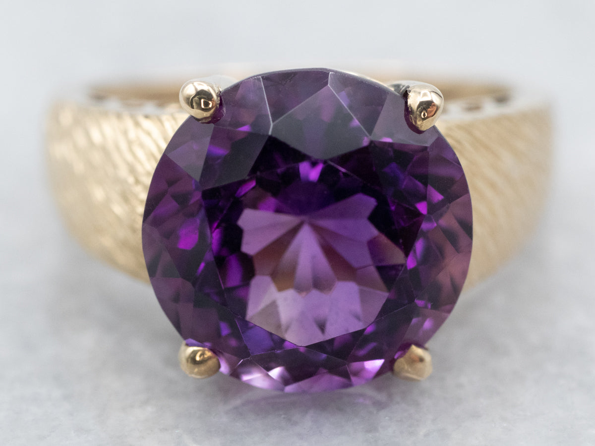 Textured Gold Amethyst Cocktail Ring