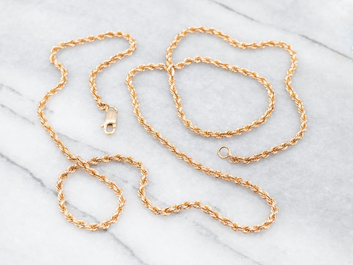 Long Gold Rope Twist Chain